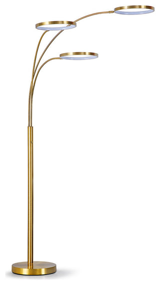 Angels 80"H Three Ring Dimmable LED Lights Arched Floor Lamp, Brushed Brass