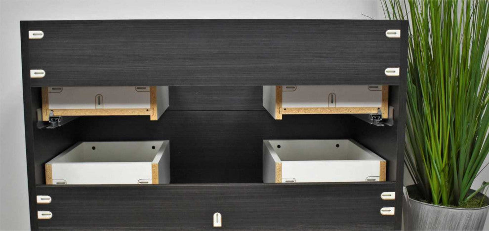 Napa 30" Modern Floating Bathroom Vanity With Ceramic Top and Round Handles, Black Ash