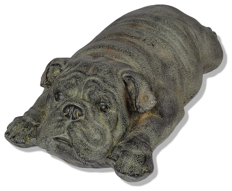 6" Rustic Green Polyresin Sleeping Bulldog
