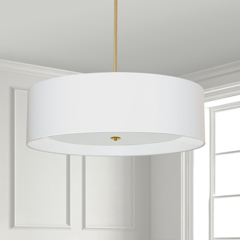 Helena Contemporary 4 Light Aged Brass White Metal Pendant