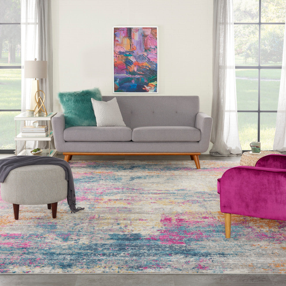 Nourison Passion 9' x 12' Ivory Multicolor Modern Indoor Area Rug