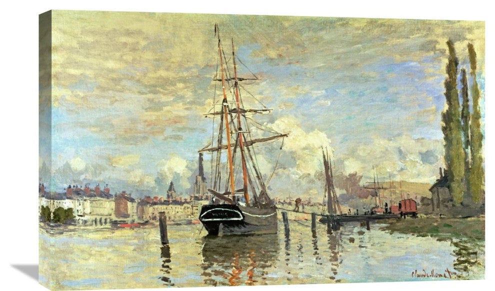 "The Seine at Rouen" Stretched Canvas Giclee by Claude Monet, 30"x19"