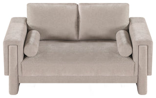 Madeline Chenille Fabric Upholstered Chair, Beige, Loveseat