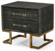 Benzara BM277334 Cid Jon 24" Nightstand, 2 Drawers, Classic, Faux Leather, Gray