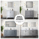 Jacques 84" Dark Gray Double Vanity Carrara Marble Top Sinks, 34" Wall Mirrors