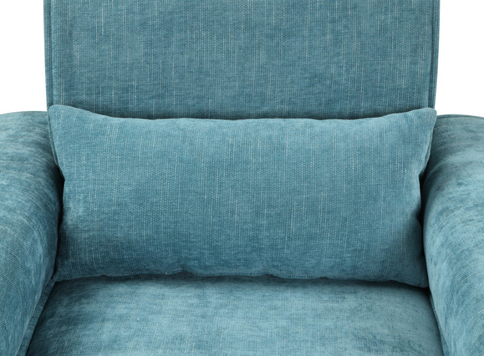 Valentina Chenille Chair, Metal Legs, Throw Pillow, Blue
