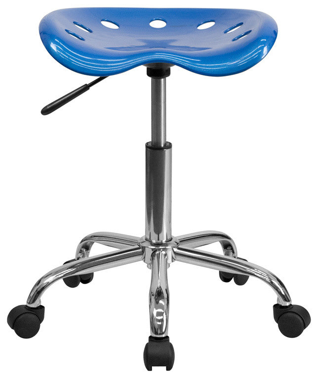Beautiful Tractor Seat and Chrome Stool, Bright Blue
