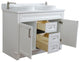 48" Double Sink Vanity, White Finish With Engineered Stone Top And Round Sink