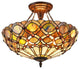 CHLOE Prisma Tiffany-style 2 Light Semi-flush Ceiling Fixture 16" Shade