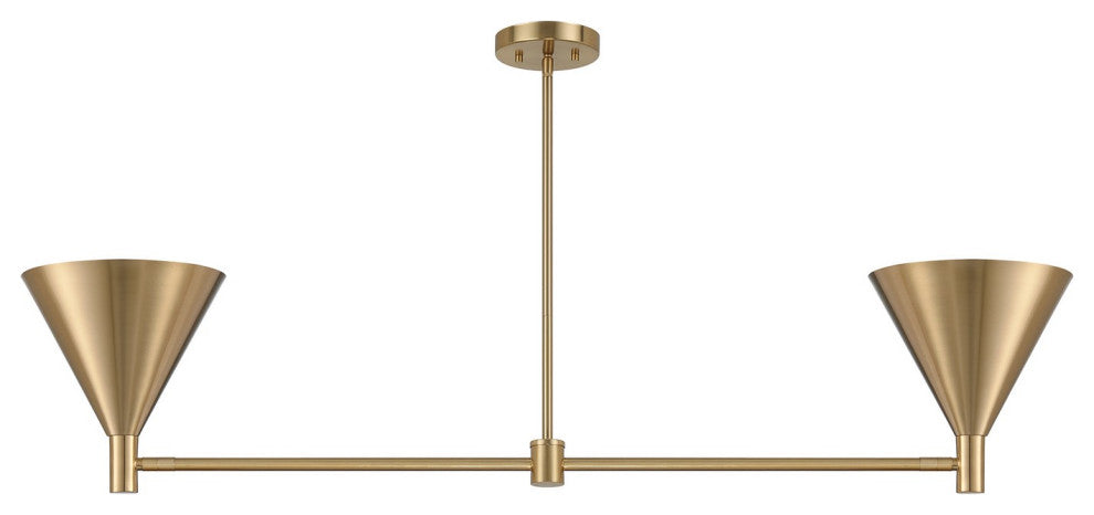 Pharos 2-Light Linear Chandelier, Noble Brass by Breegan Jane
