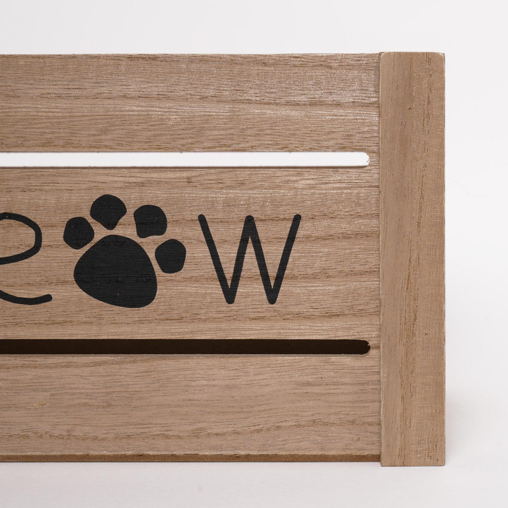 Addie Joy Cat-Themed Wood Storage Crate Organizer Set of 3 - Brown