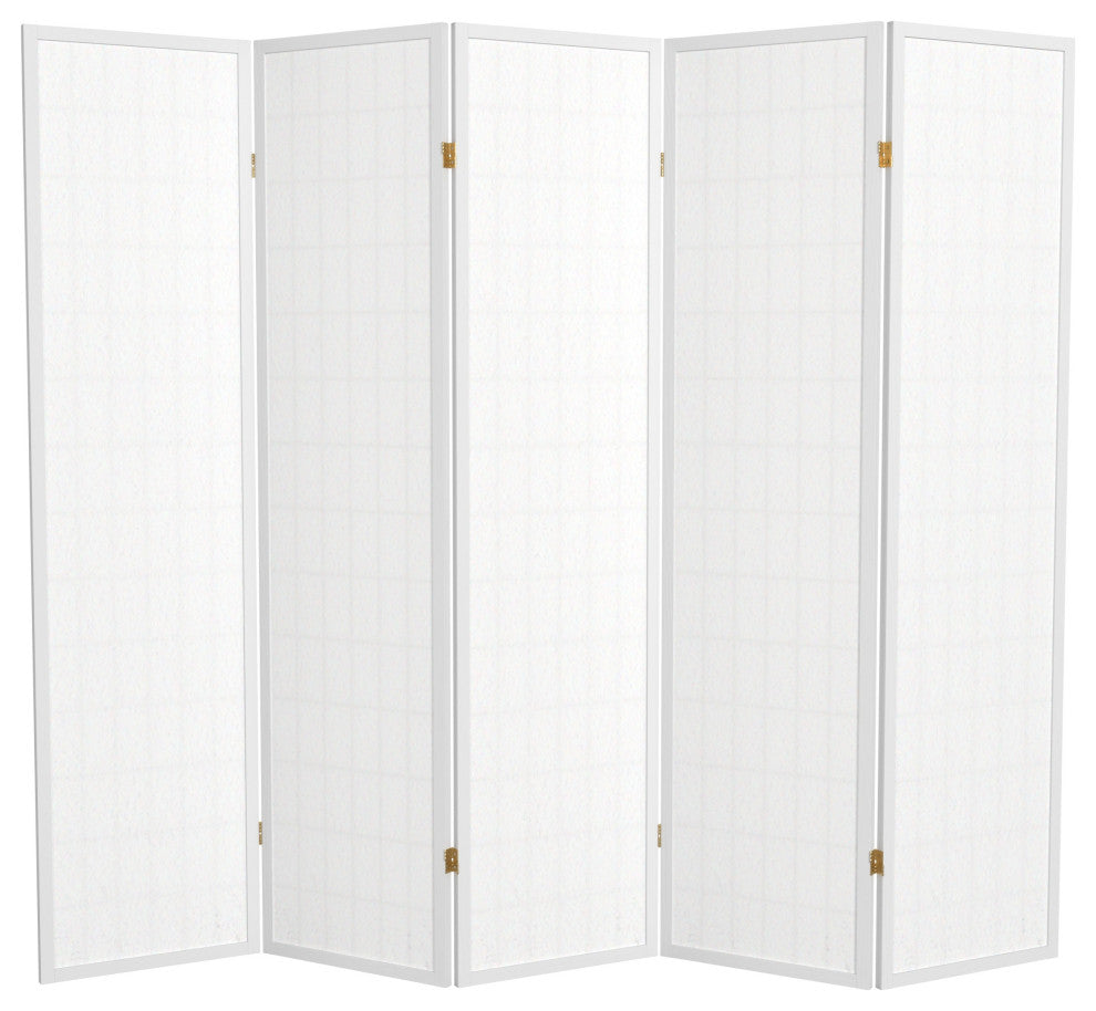 6' Tall Window Pane Shoji Screen, White, 5 Panels