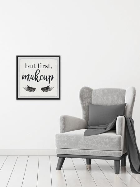 "Makeup First" Framed Painting Print, 32"x32"