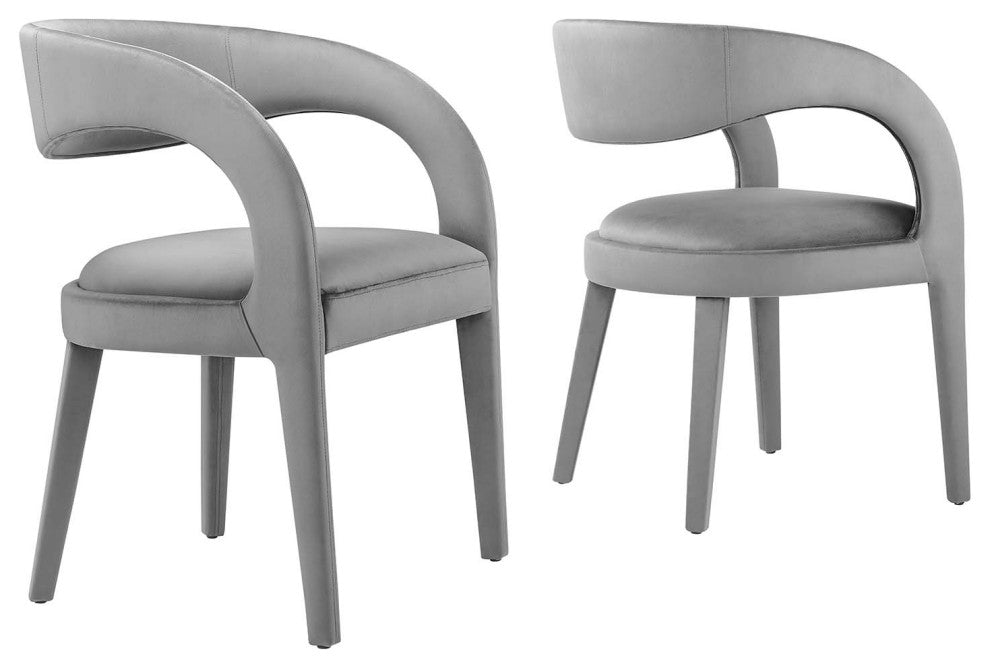 Pinnacle Performance Velvet Dining Chair Set of 2, Gray