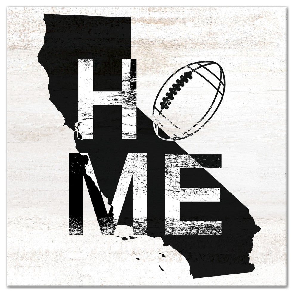 California Football State Pride 16x16 Canvas Wall Art, White/Black