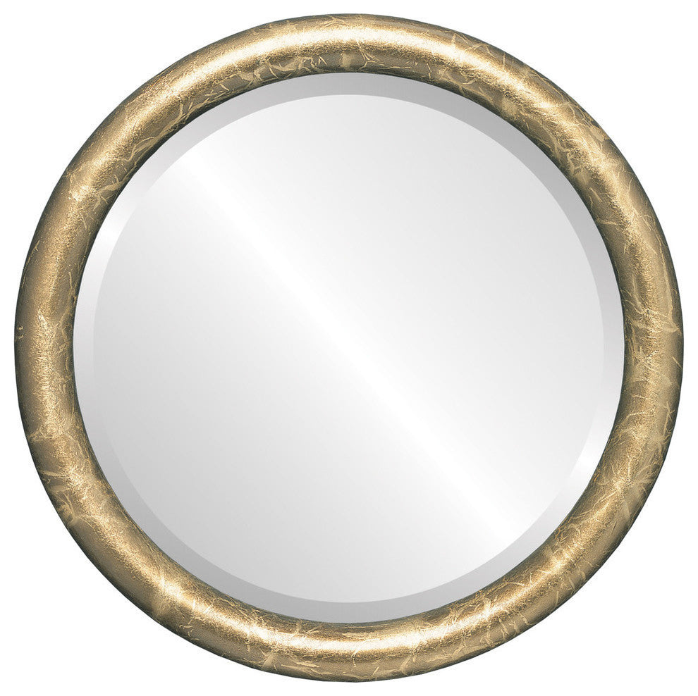 Pasadena Framed Round Mirror, Champagne Gold, 25"x25"