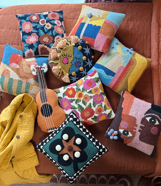 Uke WithPom Poms and Tassesl Shaped Hook Pillow