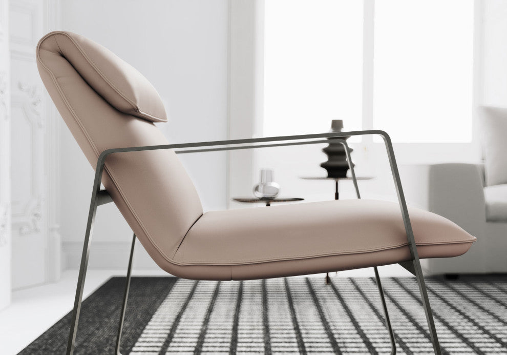 Evans Accent Chair, Leather, Macadamia Leather
