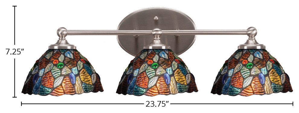 Capri 3-Light Bath Bar, Brushed Nickel/Blue Mosaic Art