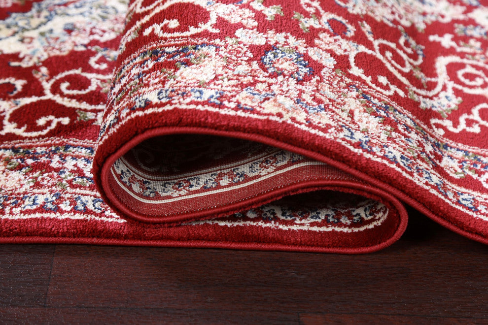 Red Floral Medallion Transitional Turkish Rug Oriental Carpet 3x8