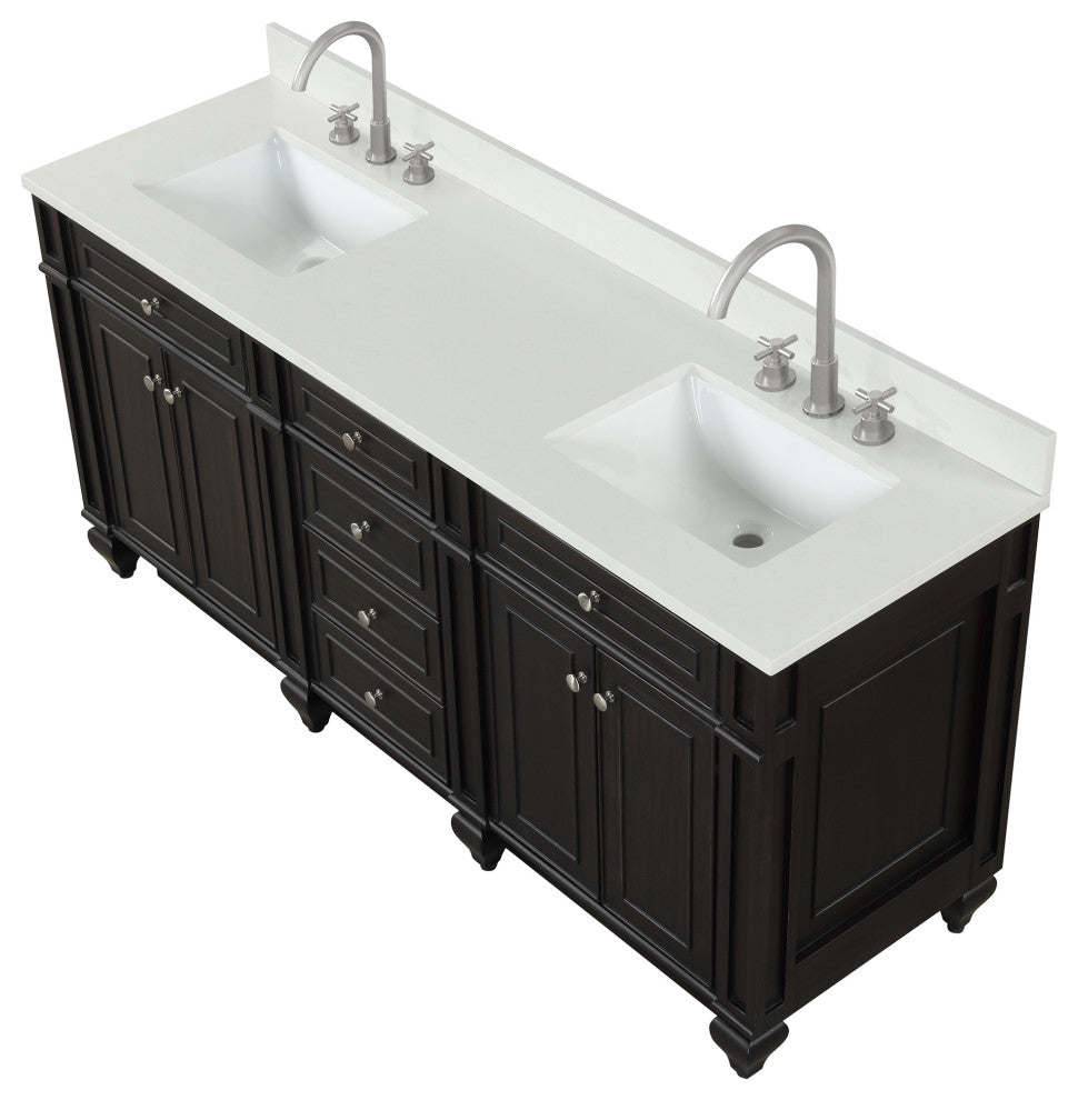 Winston 72" Double Vanity, Espresso
