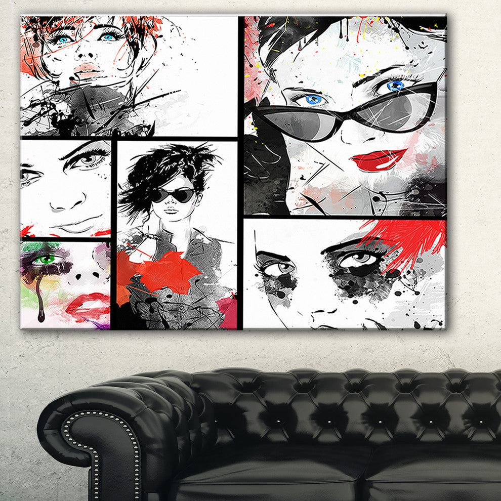 "Beautiful Faces Collage" Portrait Digital Art Canvas Print