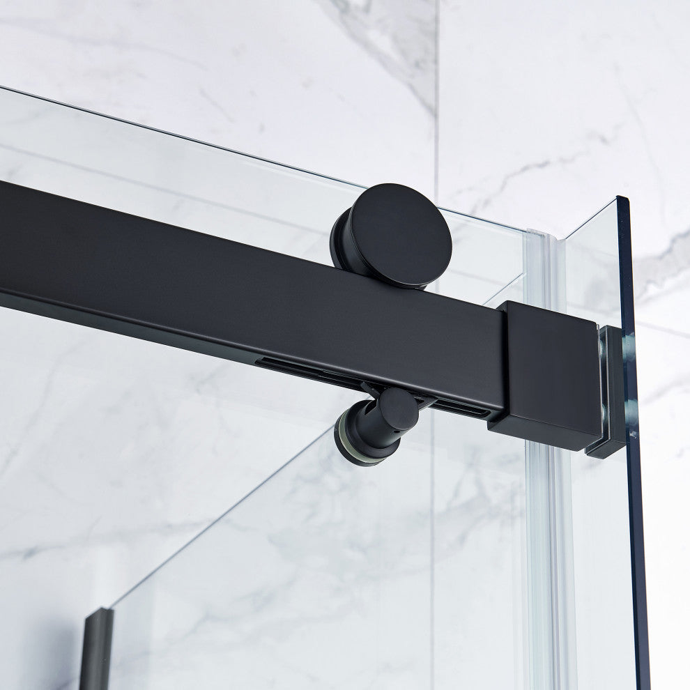 Bel Soft-Close Matte Black 60" Frameless Sliding Soft Close Shower Door