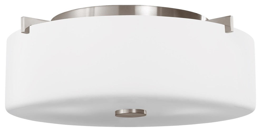 2-Light Indoor Flush Mount, Brushed Steel