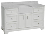 Zelda 60" Bathroom Vanity, White, Engineered Carrara, Single