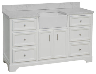 Zelda 60" Bathroom Vanity, White, Engineered Carrara, Single