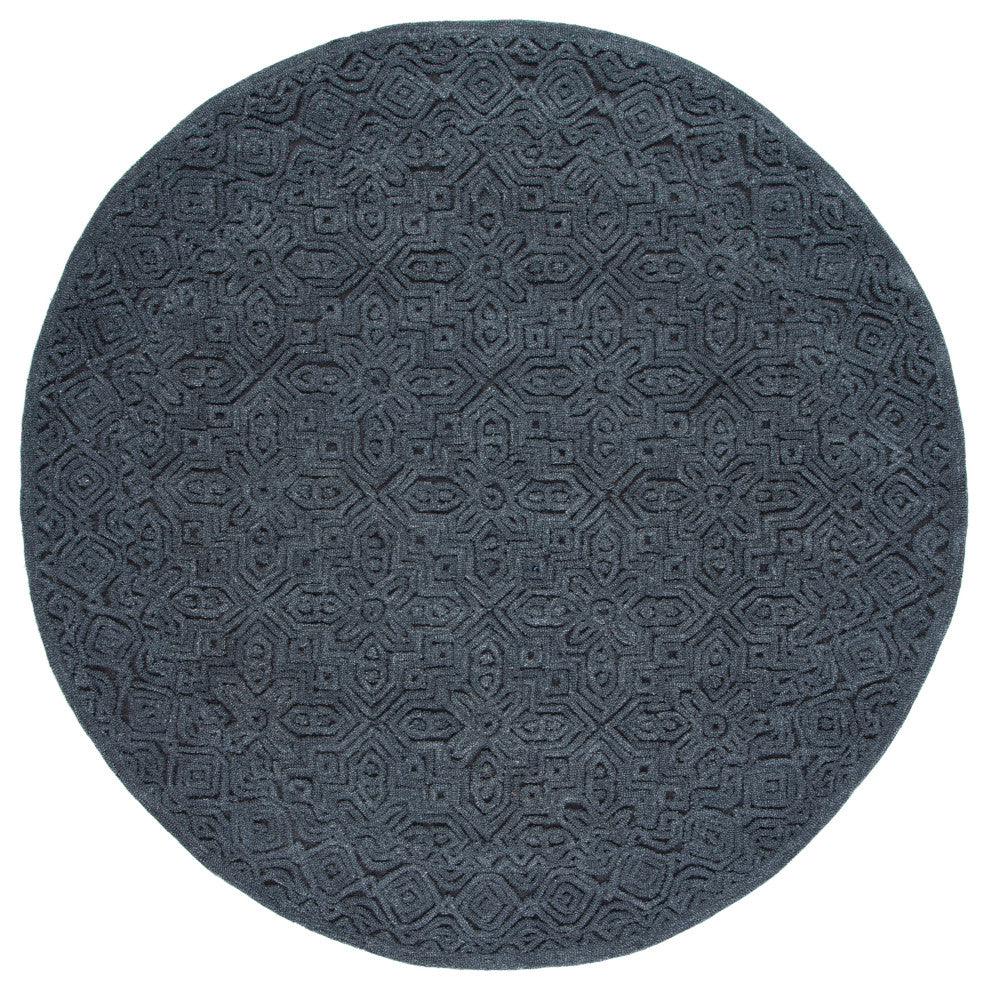 Safavieh Textural Collection TXT101H Rug, Charcoal, 6' X 6' Round