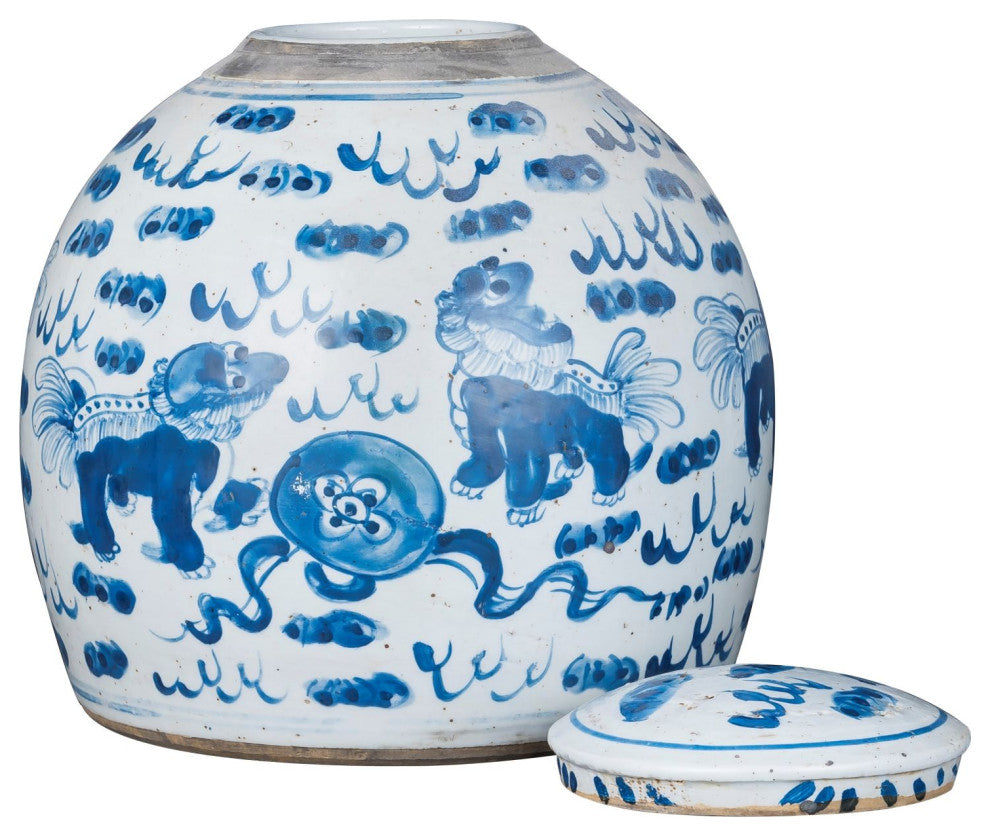 Vintage Ming Jar Lion Motif - Small