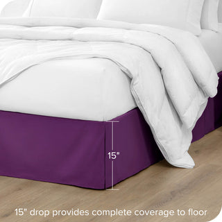 Bare Home Microfiber Bed Skirt , 15" Drop Length, Plum, Twin Xl