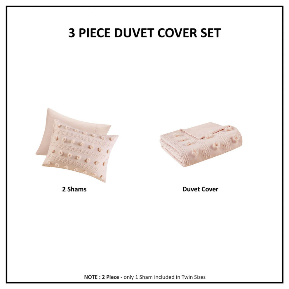 Intelligent Design Lucy Clip Jacquard Duvet Cover Set, Pink