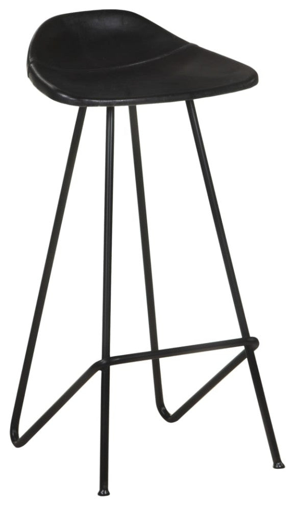 vidaXL Bar Stools 2 pcs Black Real Leather