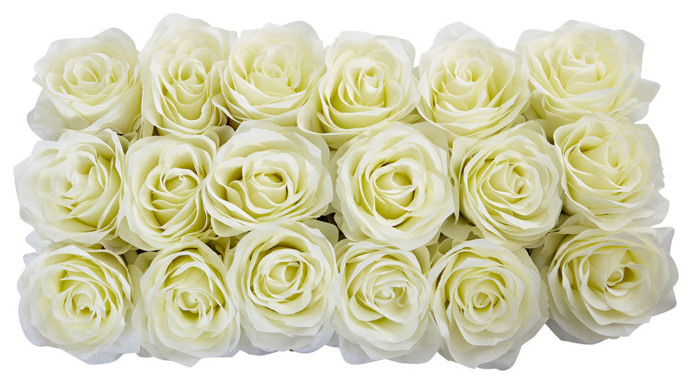 Roses, Rectangular Planter, White