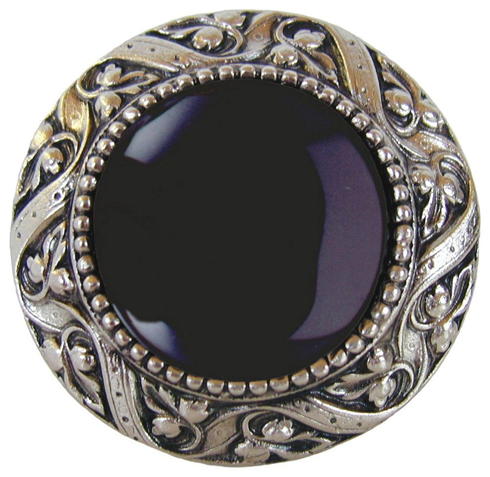 Victorian Jewel Knob Antique Brass, Blue Sodalite Natural Stone, Brite Nickel, O