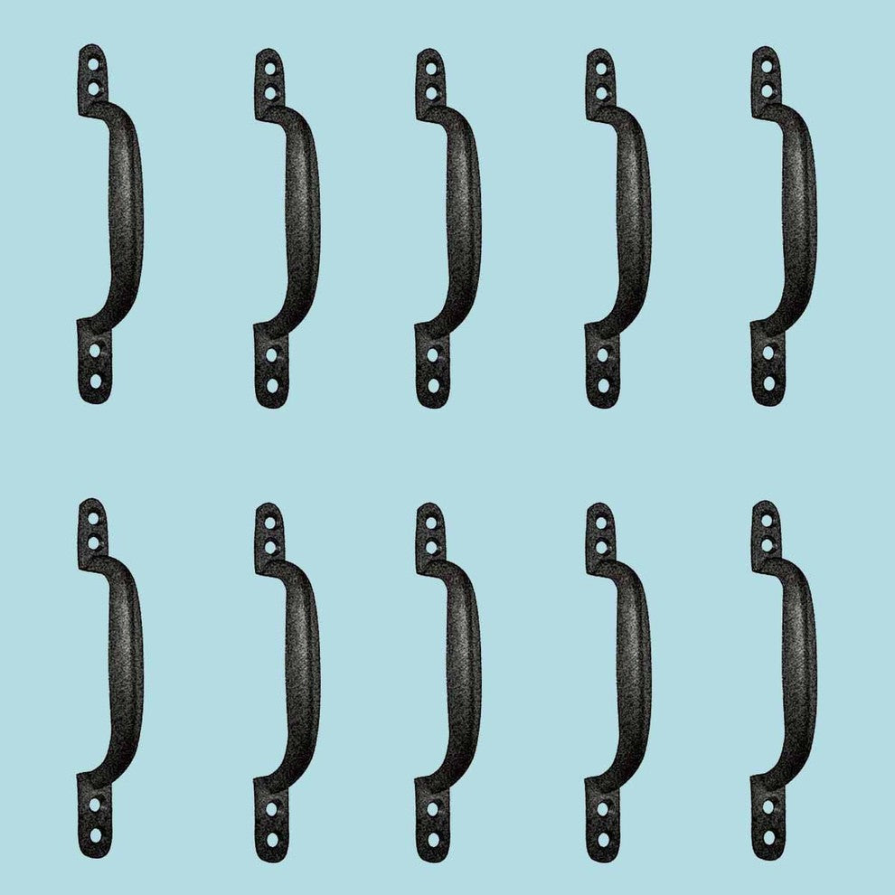 10 Door Pull Black Wrought Iron Pull 6" |