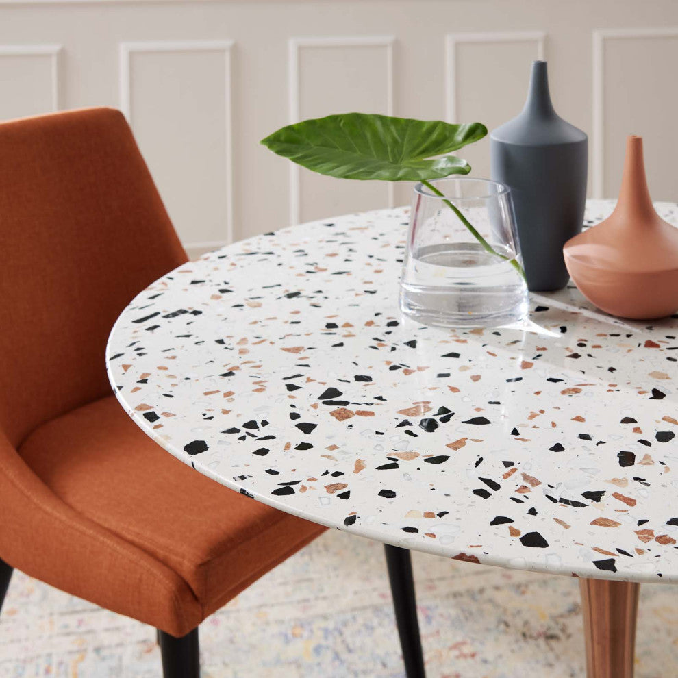 40" Dining Table, Round, Pink White, Metal, Modern, Cafe Bistro Hospitality