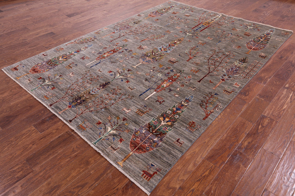 6' 7" X 9' 5" Persian Gabbeh Tribal Handmade Rug Q9613