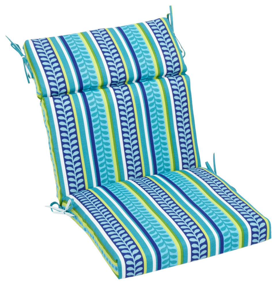 22"x45" Spun Polyester Outdoor Squared Seat/Back Chair Cushion, Pike Azure