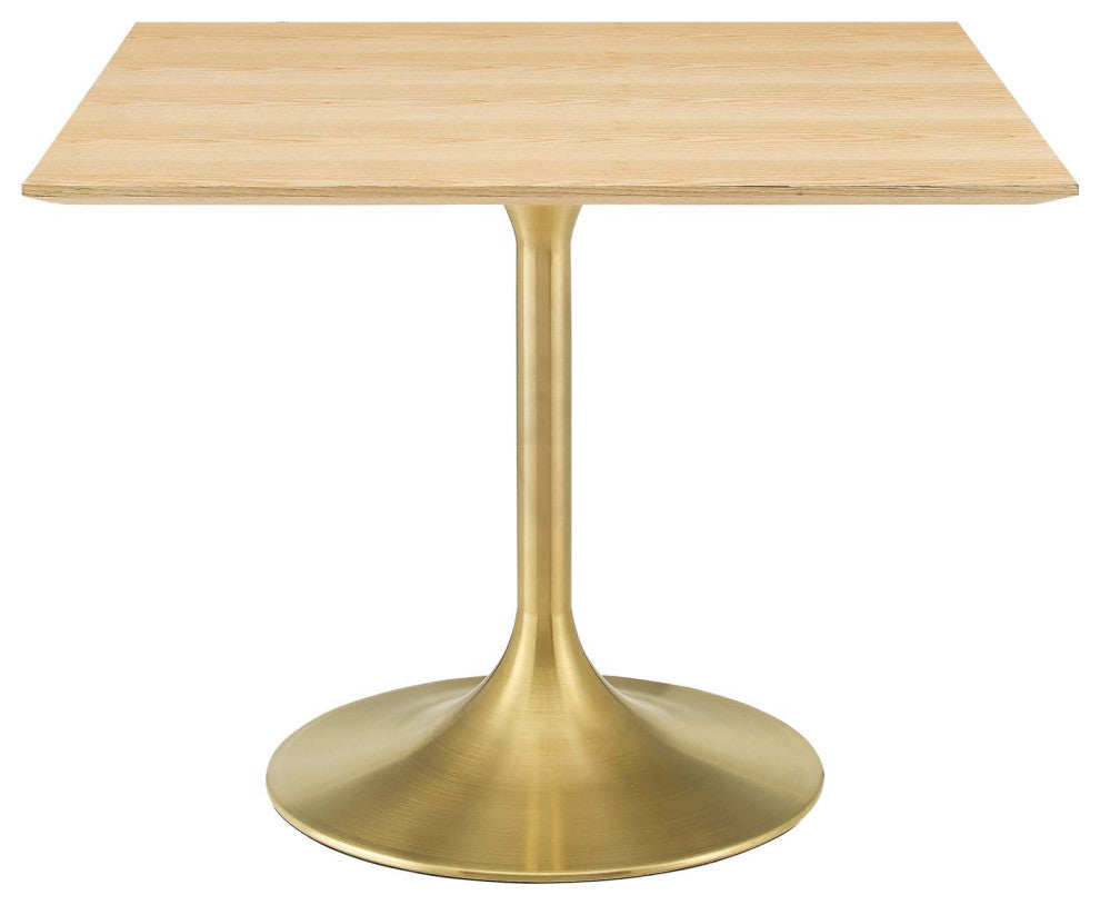 Lippa 40" Square Wood Dining Table, Gold Natural