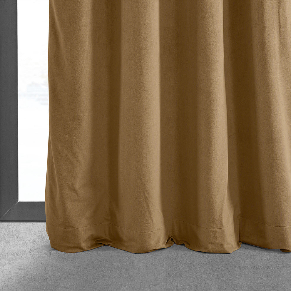 Grommet Blackout Velvet Curtain Single Panel, Amber Gold, 50"x120"