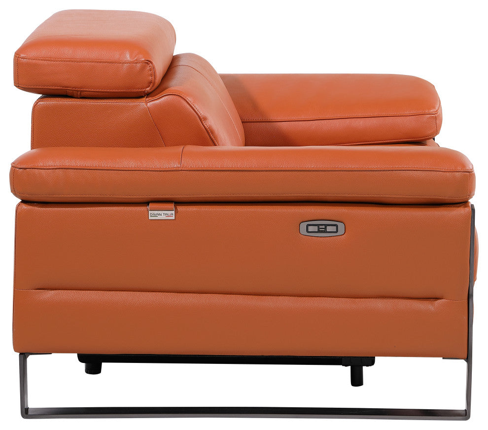 Antonio Italian Leather Power Reclining Arm Chair, Camel
