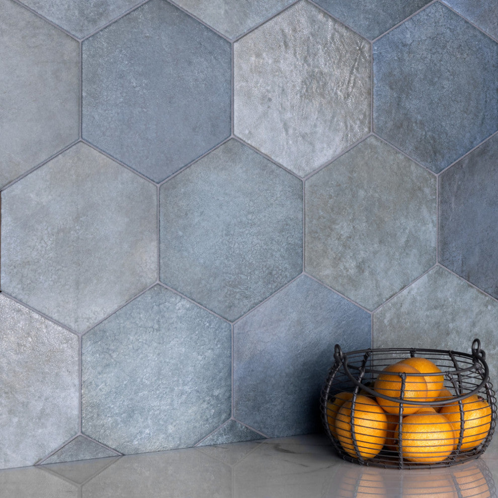 Heritage Hex Indigo Porcelain Floor and Wall Tile