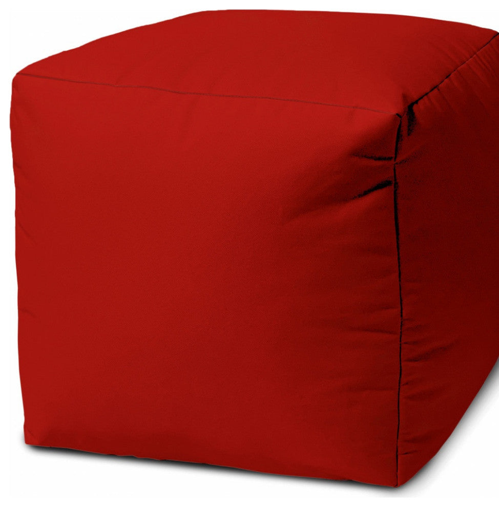 17  Cool Primary Red Solid Color Indoor Outdoor Pouf Cover