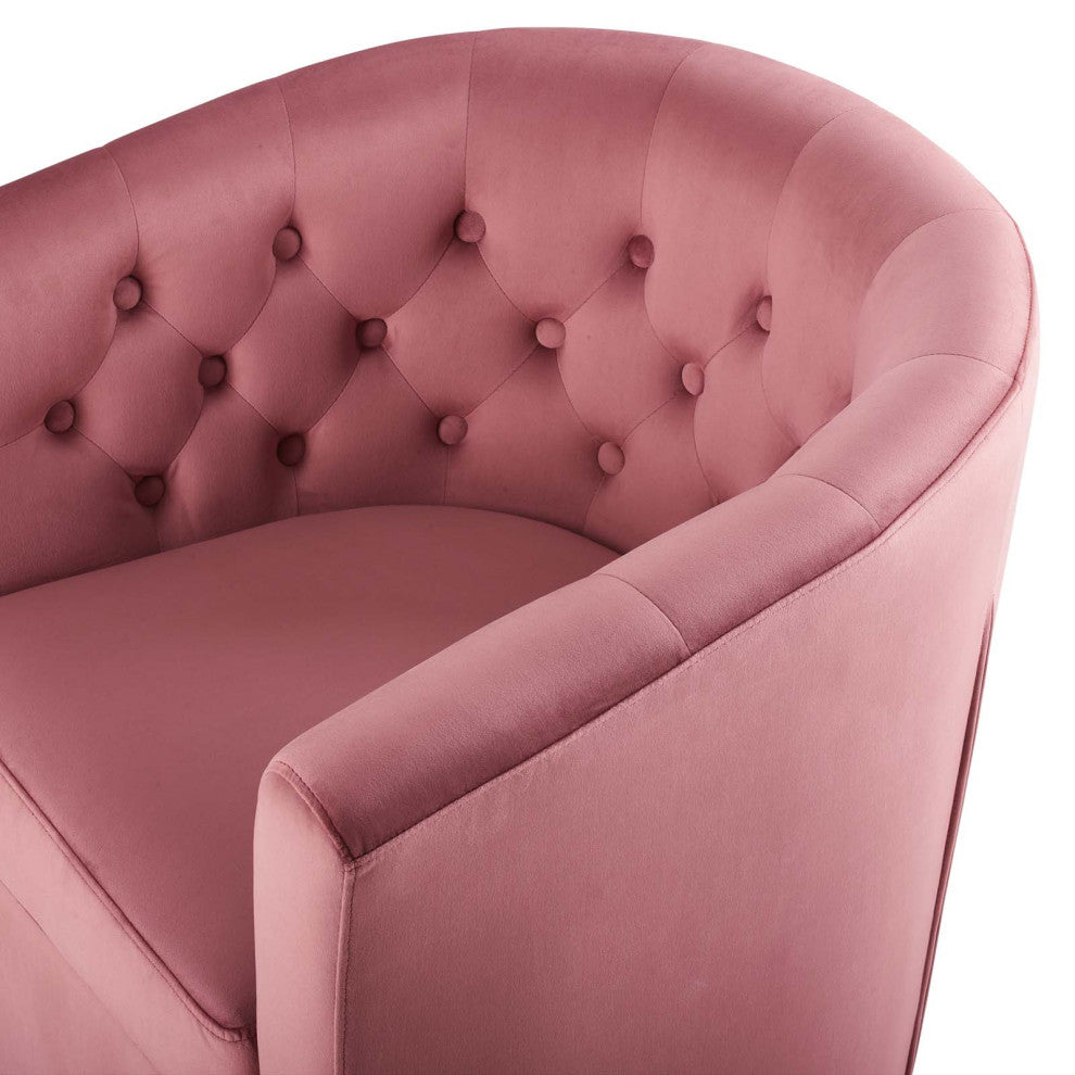 Tufted Armchair Accent Chair, Velvet, Pink, Modern, Living Lounge Hospitality