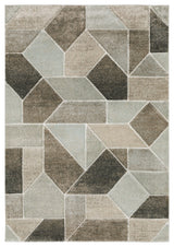 Canton Geometric Grey/Brown Indoor Area Rug, 6'7"x9'6"