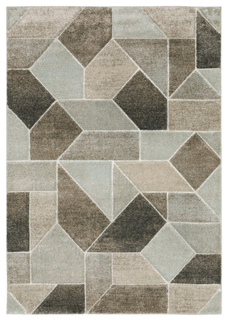 Canton Geometric Grey/Brown Indoor Area Rug, 6'7"x9'6"