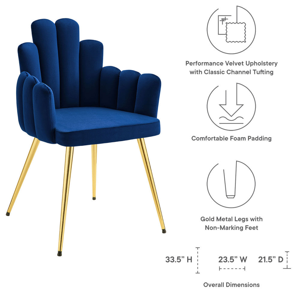 Viceroy Performance Velvet Dining Chair Set of 2, Gold Navy